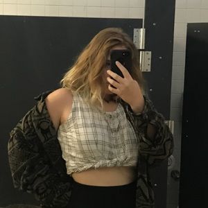 Faded Glory XL Sleeveless plaid button down vest shirt